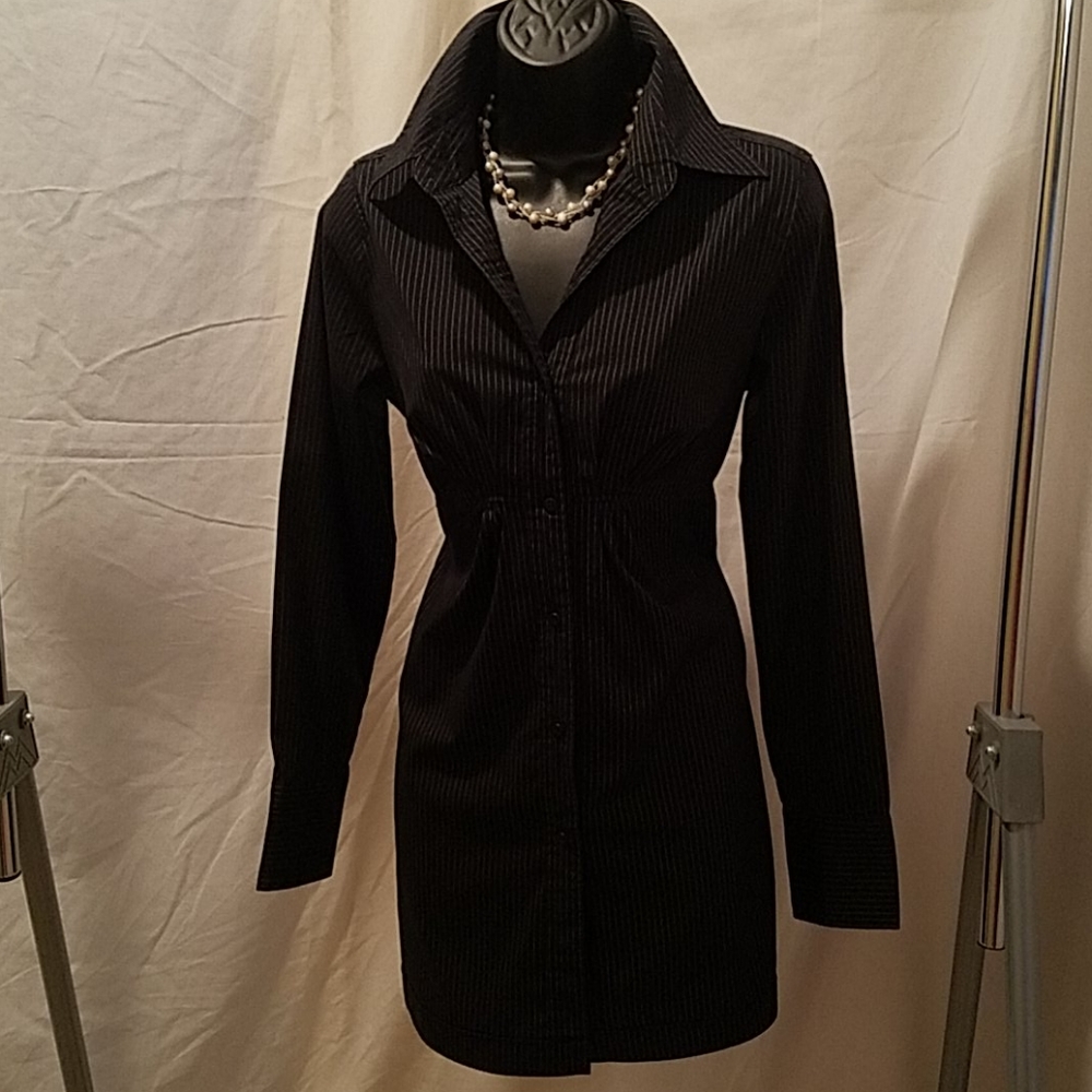 Tailored Ruched Pinstriped Blouse/Dress